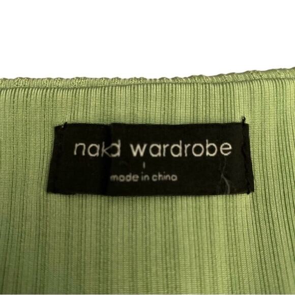 Naked Wardrobe Lime Green Ruched Bodycon Mini Skirt Size L NWOT - Picture 4 of 6